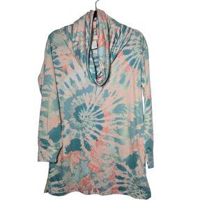 Ady‎ P Womens Tie-Dye Cowl Neck Long Sleeve Sweatshirt Size Small Casual Soft